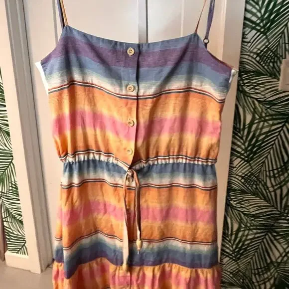 Triya Livi Striped Drawstring Maxi Dress Medium - Picture 3 of 10